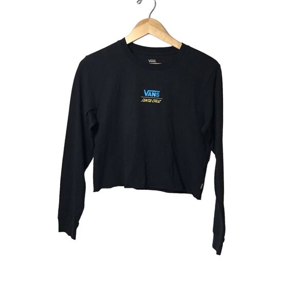 Screaming Check Black Crop Long Sleeve‎ T-Shirt from Vans x Santa Cruz. - Picture 1 of 8